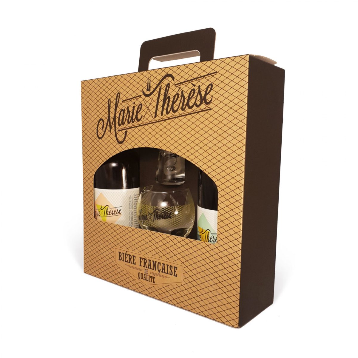 Marie-Thérèse coffret 2 bouteilles de 75cl et 2 verres à bière