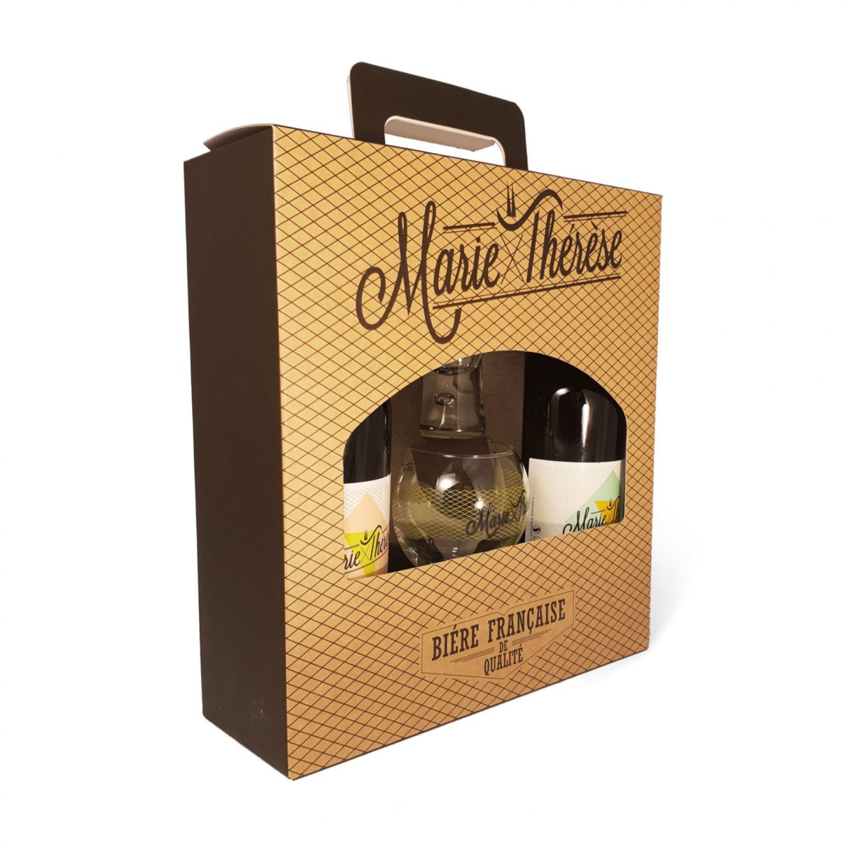 Marie-Thérèse coffret 2 bouteilles de 75cl et 2 verres à bière