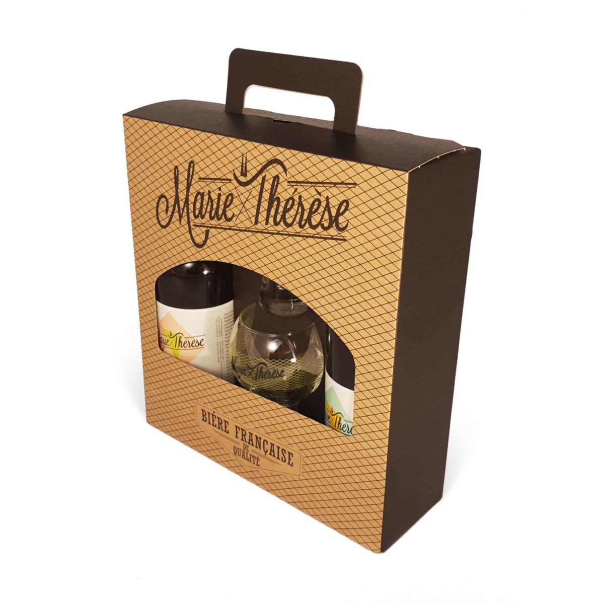 Marie-Thérèse coffret 2 bouteilles de 75cl et 2 verres à bière