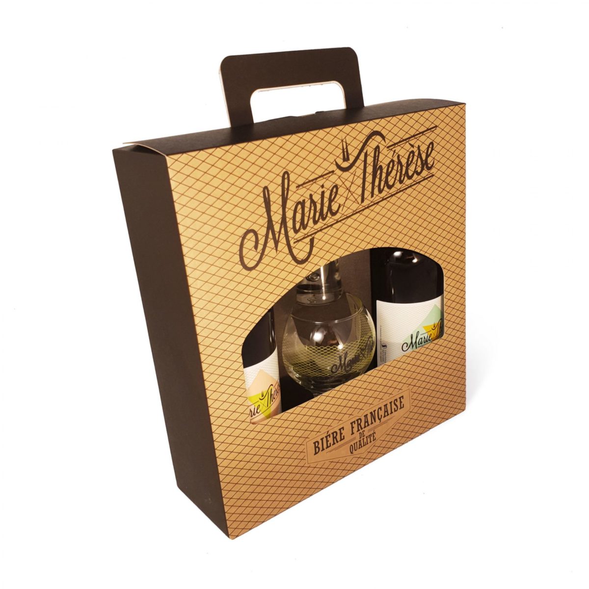 Marie-Thérèse coffret 2 bouteilles de 75cl et 2 verres à bière